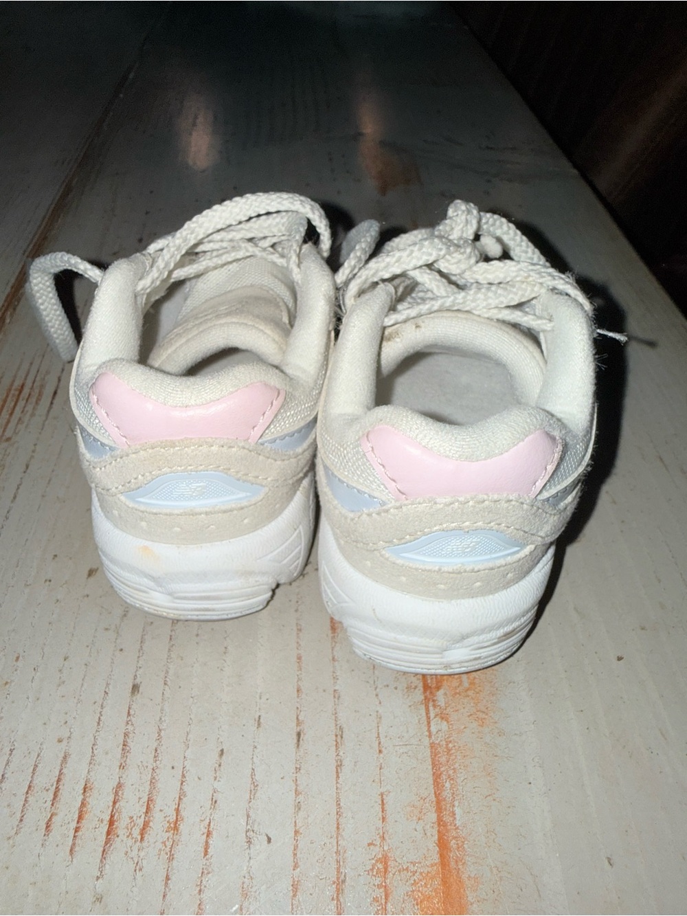 New Balance Kids White and Pink Sneakers